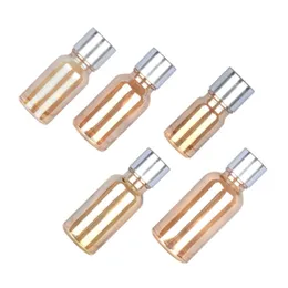 Empty Amber Gold Glass Bottle Round Shoulder Shiny Silver Screw Lid With Plug Portable Cosmetic Refillable Packaging Container 5ml 10ml 15ml 20ml 30ml 50ml 100ml