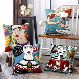 Оптовая хлопковая вышиваемая крышка наволочки Picasso Cush Coush Decor Decor Decorative Decorative Dillowcase Pillow Sham 45см 210401