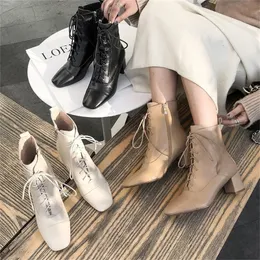 Women Ankle Boots natural leather outdoor booties Cowhide vamp boots sheepskin insole pigskin lining Square head plus size 201106