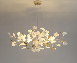 Ginkgo Leaf Decoration Kitchen Dining Room Chandelier Lamps Nordic Creative Light Luxury Art Fine Flower Bedroom Living