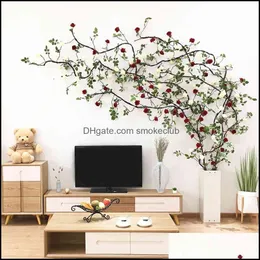 300 cm sztuczna róża winorośli wiszące kwiaty z zielonymi liśćmi fałszywych roślin jedwabne rattan girlanda na ślub domu El party Decor Drop Dostawa 2