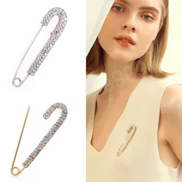 Fashion Rhinestones Safety Pin Large Pins Brooch For Women Dress Coat Trousers Gold Color Crystal Pins Jewelry Accessories