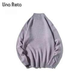 Una Reta Turtleneck Men Sweater جديد الخريف الشتاء الصلبة الصلبة السترة رجال رجال سحب Homme بالإضافة إلى حجم سترة فضفاضة الرجال T220730