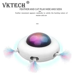 Cats Teaser Toys Toys Muñecas interactivas UFO Feather Stick Spinning PET TurnTable Turning Training Componentes electrónicos 220408
