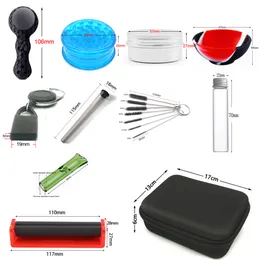 Grinder Pipe Smoking Accessories With Silicone Bowl Rolling Machine Lighter Case Aluminum Storage Case Tobacco Herb