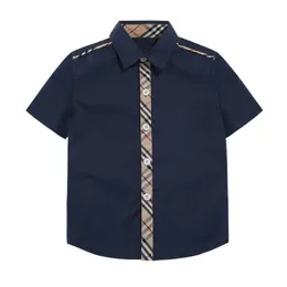 Модная летняя клетчатая рубашка для маленьких мальчиков, детские рубашки с короткими рукавами, хлопковая милая детская рубашка с отложным воротником, топы для мальчиков, футболки, детская одежда 2-8 лет