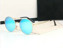 2022 Moda Redonda de óculos de sol Redonda Design de marca UV400 Metal de metal moldura de ouro TR90 Sun Glasses Men Mulheres espelham óculos de sol Lente de vidro polaroid com caixa e caixa