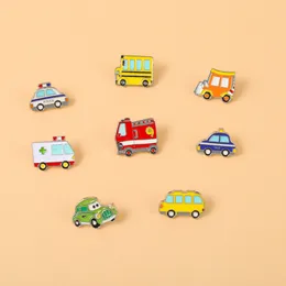 New cartoon car series Brooches alloy fashion jewelry creative cute ambulance police car shape enamel pins Badge Gifts
