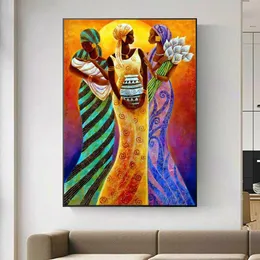 Afrikanische Frau Porträt Ölgemälde auf Leinwand Wandkunst Poster Drucke skandinavisches Wandbild für Wohnzimmer Zuhause Cuadros
