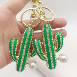 سلسلة Cactus Keychain للنساء محفظة سحر حقائب اليد تفضل قلادة كريستال مع الحلقة الرئيسية 1222402