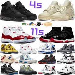 With Jumpman 4 Men Basketball Shoes 11 Mens Womens Sneakers 4s Black Cat University Blue Red Infrared Cactus Jack Cool Grey 11s Outdoor