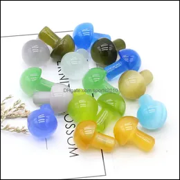 Arts And Crafts Random Color Mini Mushroom Plant Statue Glass Cats Eye Stone Carving Home Decoration Polishing Ge Sports20 Sports2010 Dh19H