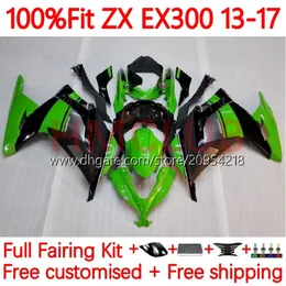 카와사키 닌자 ZX300 ZX3R에 대한 주사 페어링 ZX 3R 300R ZX-300R 13-17 35NO.3 EX300R ZX-3R ZX300R 13 14 15 16 17 EX-300 2014 2015 2017 OEM BODY GREEN BLACK