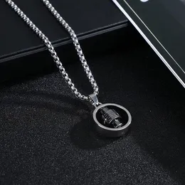 New Products in Stock Necklace Hip Hop Disco Jumping Men and Women Couple European and American Style Titanium Steel Rotatable Cross Circle Manufacturer