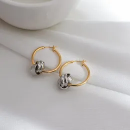 Hoop Huggie Trendy 2022 Gold Silver Color Twist Ball Earring Korean Unique Design Metal Circle Round Geometric for Womenhoop