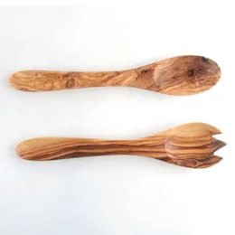 Zestawy naczyń obiadowych Zestaw narzędzia kuchenne łyżki narzędzia do bezstronnych naczyń kuchennych naturalne drewno oliwkowe #600eidinnerware
