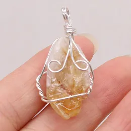 Pendant Necklaces Citrine Natural Stone Irregular Silver Wire Crafts For Jewelry Making DIY Charms Necklace Earring Accessories Gift PartyPe