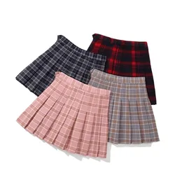 Girls Skirt Pink Plaid Princess for Children Tutu s Teenage Clothes 12 13 14 Years Kids A-Line Clothing 220326