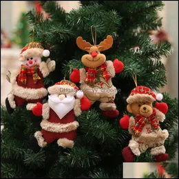 Party Decoration Event Supplies Festive Home Garden Christmas Tree Accessories Dancing Old Man Snowman Deer Bear Cloth Doll Small Pendant