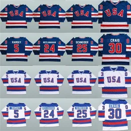 아이스 하키 유니폼에 대한 Ceomit 1980 기적 5 Mike Ramsey 9 Neal Broten 25 Buzz Schneider 100% 스티치 팀 USA Hockey Jersey