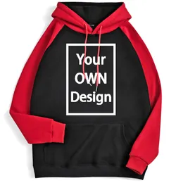Din egen design varumärke anpassade män kvinnor diy raglan hoodies tröja casual hoody kläder 13 färg lösa mode 220722