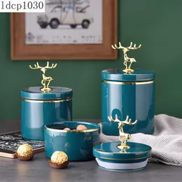 Банки для хранения банки Nordic Golden Elk Ceramic Decorary Kitchen Dark Green Creamed Home Cereal Dispenserouge