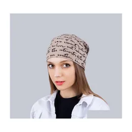 Beanie/Skull Caps Autunno Inverno Europa Donna Lettere Cappello Berretti Skl Big Girls Lady Cappelli caldi Drop Delivery Accessori moda Scar Dhjnm