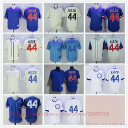 Film Vintage Baseball Jerseys nosi zszyte 44 Anthonyrizzo Wszystkie zszyta nazwa Numer Oddychający Sport Sale Wysokiej jakości koszulka