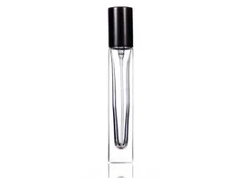 2022 novo 10ml transparente quadrado redondo pulverizador de vidro frasco de perfume recarregável garrafas vazias fundo prata prata preta ouro tampão