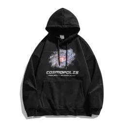 남성용 후드 땀 셔츠 Zhuzunzhe Streetwear Hip Hop Galaxy Universe 인쇄 후드하라 주쿠 남성 캐주얼 양털 풀오버 탑 코트 맨스