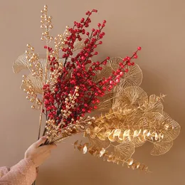 装飾的な花の花輪クリスマスデコレーションゴールデンリーフ人工花植物リーフホームウェディングパーティー壁アレンジメントマテリアルデ