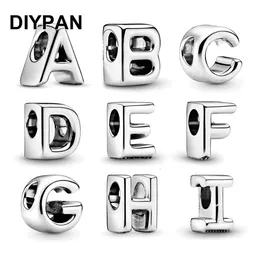 925 Silber Charm Perlen baumeln Alphabet Buchstaben Charm Anhänger Perle passen Pandora Charms Armband DIY Schmuck Zubehör