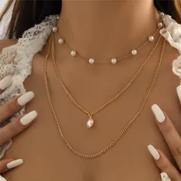 Vintage Multilayer Round Pearl Pendant Necklace For Women Wedding Bride Collars Statement Beads Chain Neck Eesthetic Jewelry New