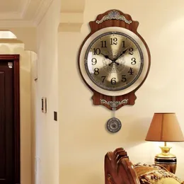 Relojes de pared Reloj europeo de cobre puro, reloj de decoración Pastoral Simple americano para sala de estar y hogar