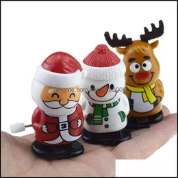 Juldekorationer festliga fest levererar hem trädgård härlig plast av Windup Toys Santa Claus Snowman Clockwork C DHDW7