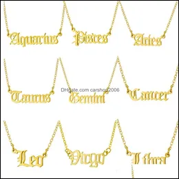 Collane con ciondolo Pendenti Gioielli Collana personalizzata con lettera zodiacale Costellazione personalizzata in acciaio inossidabile inglese antico per compleanno di donne