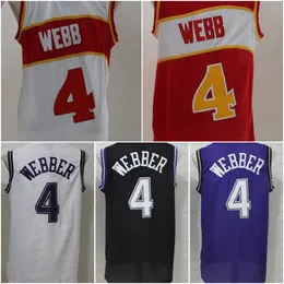 Retro Mens Basketball Chirs Webber Jersey Jersey Red Spud Webb Black Classic Jerseys Purple White Vintage Men Men Outdoor Sport