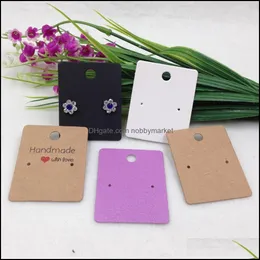 Jewelry Stand Packaging Display 200Pcs 5*4Cm Kraft Paper Handmade With Love Gift Earring Cards CardEarring Packing Card Drop Delivery 202