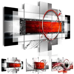 5st. Inga inramade metallröd rektangel svart duk bilder hd väggkonst duk målningar heminredning vardagsrum affischer dekoration