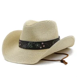 Beige Western Cowboy Hut Sommer Männer Kallaite Design Sombrero Hombre Chapeau Femme Stroh Sonnenhut Outdoor Jazz Strand Sonnenhut