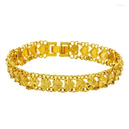 Beaded Strands 24k Gold Color Heart Shape Women Chain Armband African Dubai Nigeria Bridal Wedding Bangles Jewelry Trum22