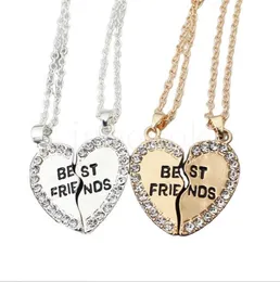 Vänner Två Halves Heart Pendant Halsband Guld/Silver Fashion Symbol of Friendship Presents for Friend Party Decoration De335