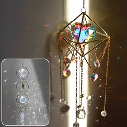 Sun Catchers Crystal Pendant Light Catcher Rainbow Chaser Hanging Wind Chimes Home Garden Decoration 220721