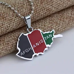 Chains Drop Hip Hop Afghanistan Map And Flag Pendant Necklace For Women Men Afghan Custom Jewelry Gift Silver ColorChains Sidn22