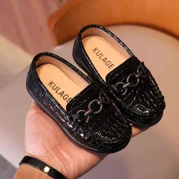 Children Loafers Slip-on Metal Buckle Chic Moccasins Flats Baby Boys Leather Shoes Kids Casual Flats for Wedding Party 21-30 New G220517