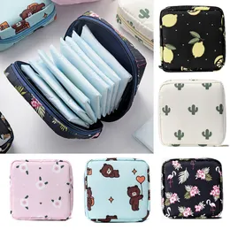 Women Portable Sanitary Napkin Tampon Storage Bag Cotton Travel Makeup Storage Bags Literary Zipper Coin Purse Sundries DLH922