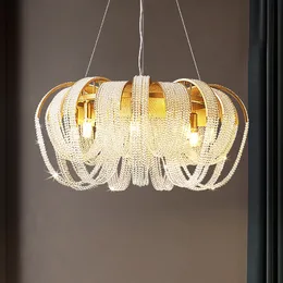 Lâmpadas pendentes de borla de cristal americanas lideraram luzes pendentes de cromo douradas acessórios de luxo europeu restaurante de hotel home sala de estar de estar interior iluminação interna