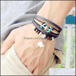 Charm Bracelets Leather Bracelet Jewelry For Women Men Fish Pattern Infinity Yydhhome Drop Delivery 2021 Yydhhome Dh6Ku