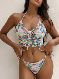 Peachedan Halter Bikini Swimsuit Kobiety Kostiumy kąpielowe Hollow Out Stroje Kąpielowe Connto Biquinis Feminino Trajes de Baño Mujer 2022