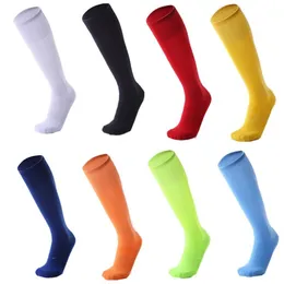 New Men Moman Sports Sports Soccer Socks Pure Color Football Profissional Freneável Treinamento de Knee-Alter